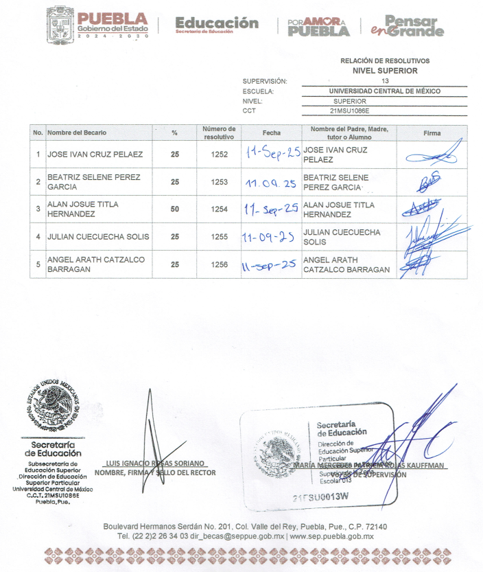 Resultados Beca SEP FEMAC